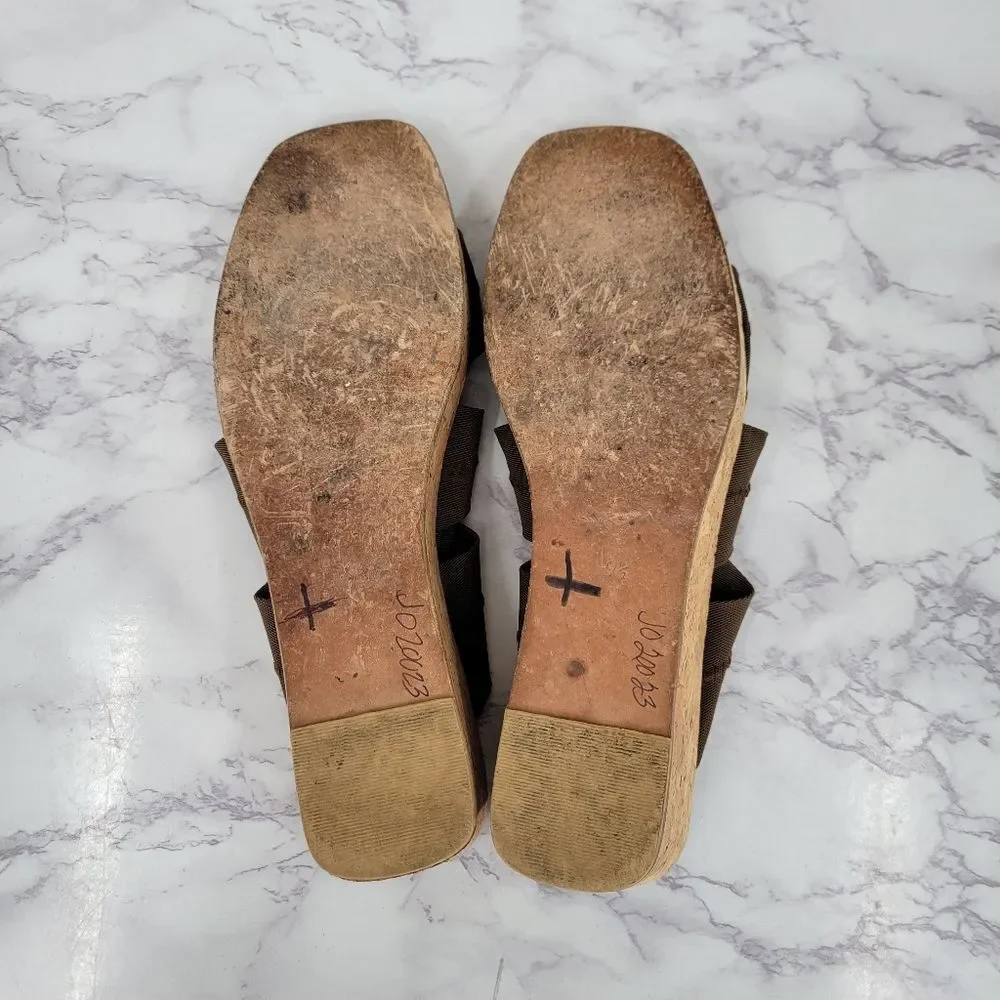 Donald Pliner Vintage Cork Wedge Slide Sandals with Snakeskin Leather Accent